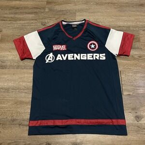 Marvel Our Universe Captain America Rogers 41 Jersey Mens Small Navy Blue White